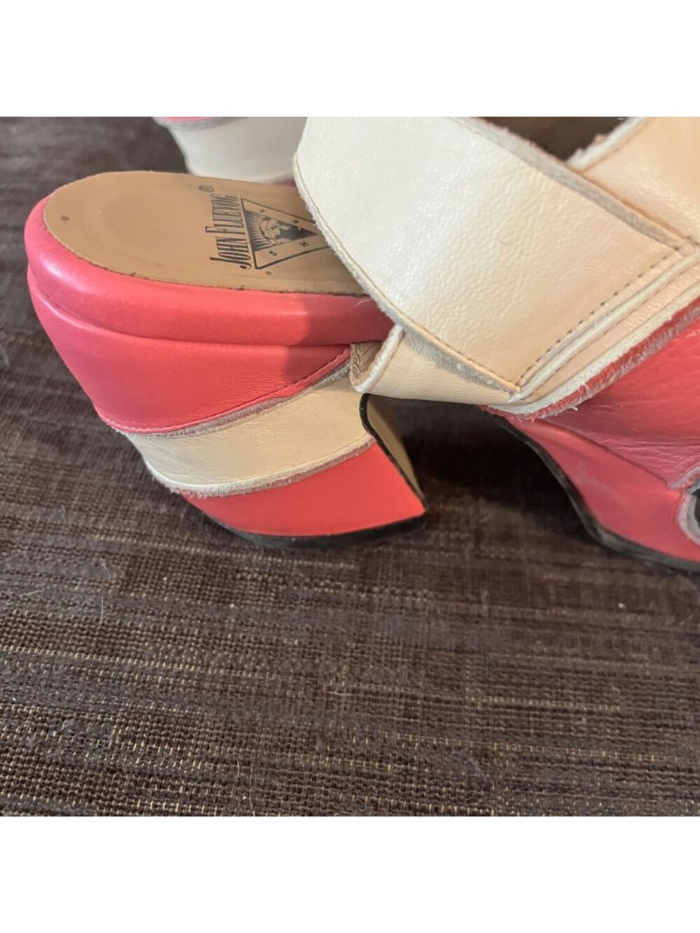 JOHN FLUEVOG Prepare Advisor Platform Slingback Heels in Pink, Ivory and Grey L - Picture 7 of 10